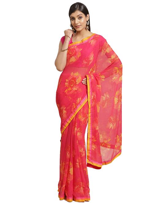 floral printed saree - 17401860 - Very Small Image - 1