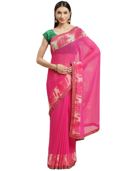 abstract printed saree with blouse - 17401871 - Very Small Image - 1