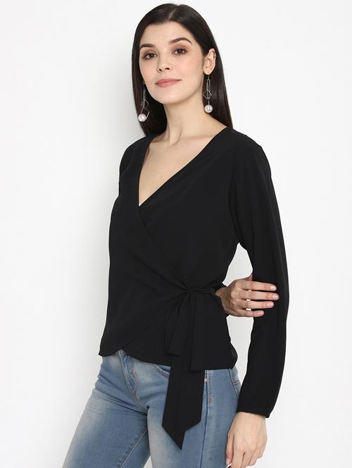 v-neck overlap top - 17403461 - Very Small Image - 1