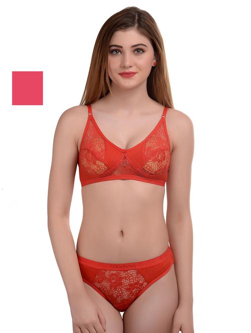 set of 3 lace detail bra and panty set - 17403490 - Very Small Image - 1