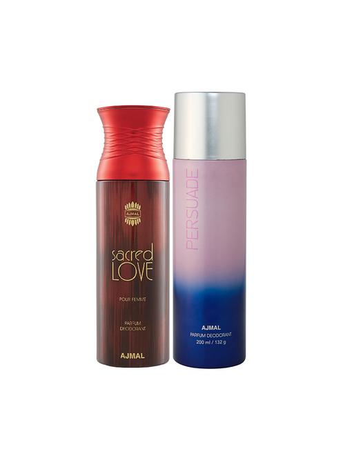 ajmal sacred love for women and persuade for unisex deodorants each 200ml combo pack of 2 (total 400ml) + 3 parfum testers - 17404146 - Very Small Image - 1
