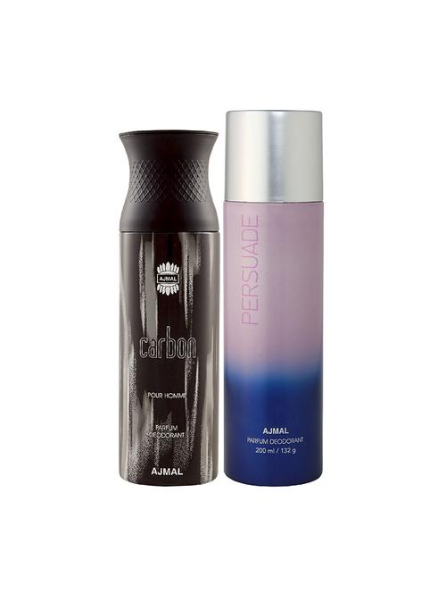 ajmal carbon for men and persuade for unisex deodorants each 200ml combo pack of 2 (total 400ml) + 3 parfum testers - 17404151 - Very Small Image - 1