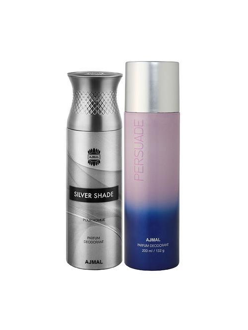 ajmal silver shade for men and persuade for unisex deodorants each 200ml combo pack of 2 (total 400ml) + 3 parfum testers - 17404155 - Very Small Image - 1