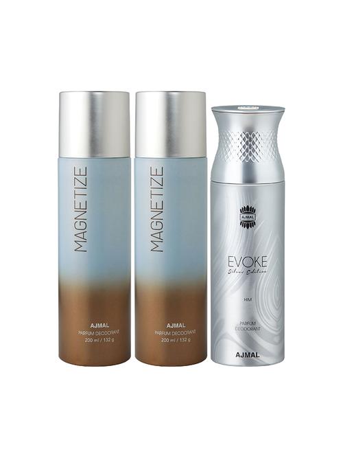 ajmal 2 magnetize for unisex and 1 evoke silver edition for him for men deodorants - 17404188 - Very Small Image - 1