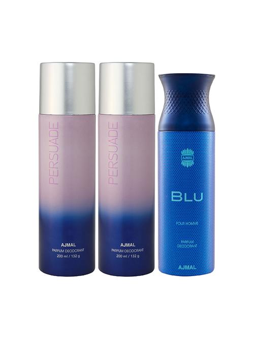 ajmal 2 persuade for unisex and 1 blu homme for men deodorants each 200ml - 17404195 - Very Small Image - 1