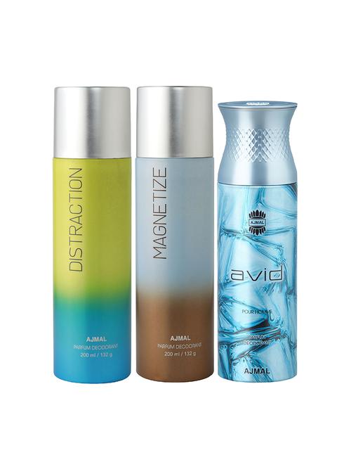 ajmal distraction and magnetize for unisex and avid for men deodorants each 200ml combo pack of 3 (total 600ml) + 3 testers - 17404246 - Very Small Image - 1