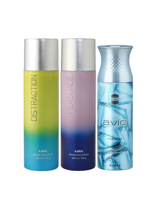 ajmal distraction and persuade for unisex and avid for men deodorants each 200ml combo pack of 3 (total 600ml) + 3 testers - 17404258 - Very Small Image - 1
