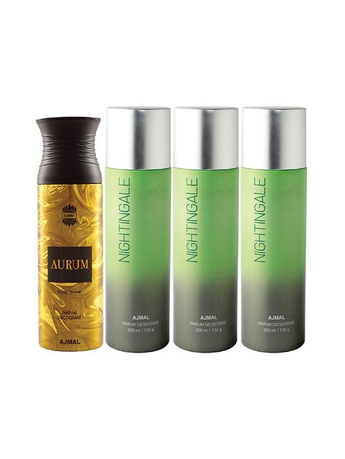 ajmal 1 aurum femme for women and 3 nightingale for unisex deodorants each 200ml combo pack of 4 (total 800ml) + 3 testers - 17404593 - Very Small Image - 1