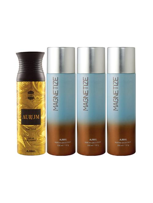 ajmal 1 aurum femme for women and 3 magnetize for unisex deodorants each 200ml combo pack of 4 (total 800ml) + 3 testers - 17404617 - Very Small Image - 1