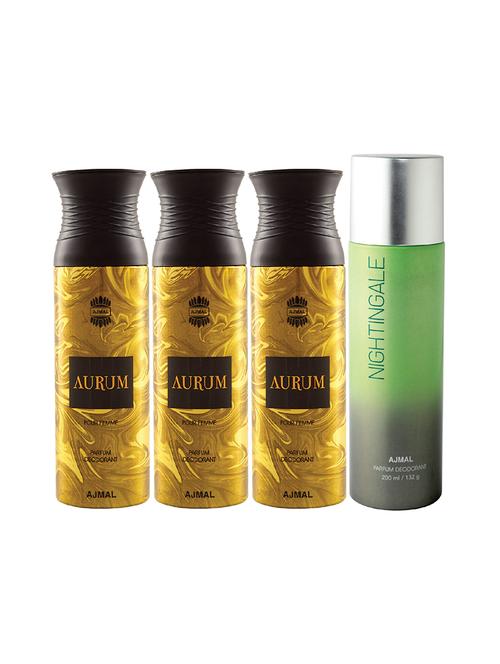ajmal 3 aurum femme for women and 1 nightingale for unisex deodorants each 200ml combo pack of 4 (total 800ml) + 3 testers - 17404689 - Very Small Image - 1