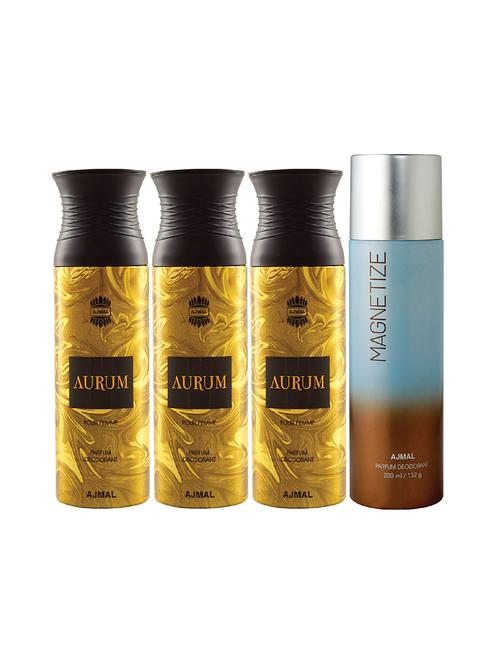 ajmal 3 aurum femme for women and 1 magnetize for unisex deodorants each 200ml combo pack of 4 (total 800ml) + 3 testers - 17404713 - Very Small Image - 1