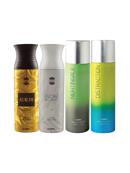 ajmal 1 aurum, 1 evoke silver edition for him, 1 nightingale and 1 distraction deodorants pack of 4 + 3 parfum testers - 17404942 - Very Small Image - 1