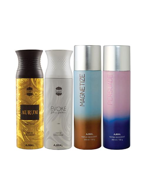 ajmal 1 aurum , 1 evoke silver edition for him, 1 distraction and 1 magnetize deodorants pack of 4 + 3 parfum testers - 17404946 - Very Small Image - 1