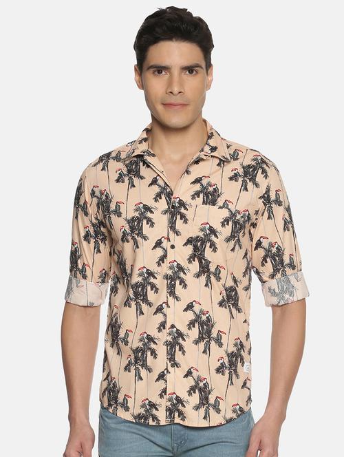 orange printed casual shirt - 17405247 - Very Small Image - 1