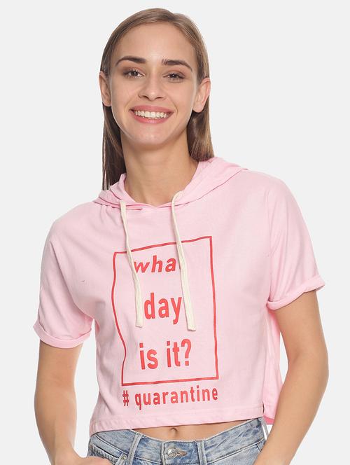 hooded neck typographic tee - 17405389 - Very Small Image - 1