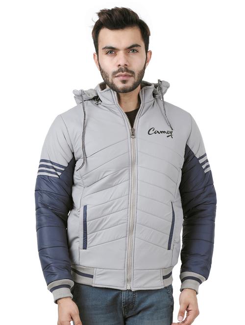 grey color block quilted jacket - 17405477 - Very Small Image - 1