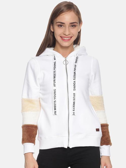 faux fur detail hoodie - 17405486 - Very Small Image - 1