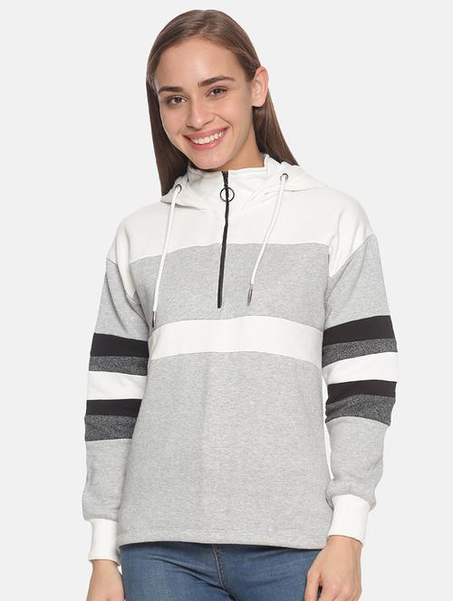 hooded neck color block sweatshirt - 17405504 - Very Small Image - 1