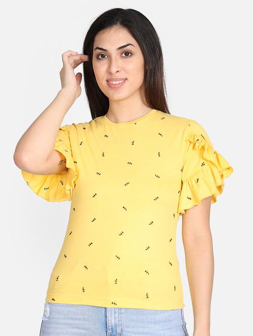 frilled sleeves embroidered top - 17405673 - Very Small Image - 1