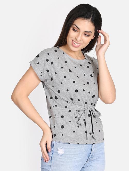 tie front polka dot top - 17405678 - Very Small Image - 1