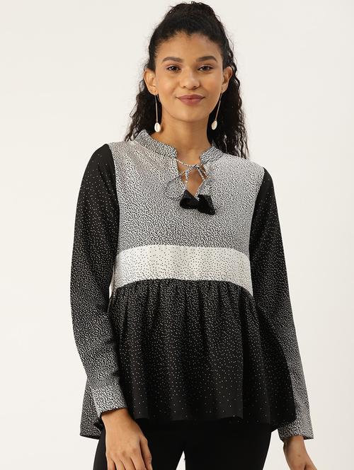 tie up neck printed top - 17406025 - Very Small Image - 1