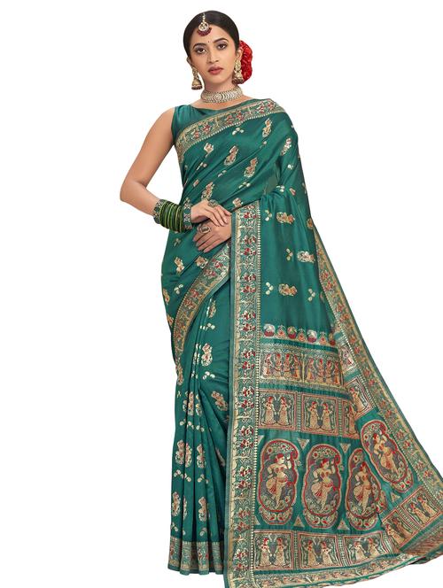 jacquard work paithani saree with blouse - 17406238 - Very Small Image - 1