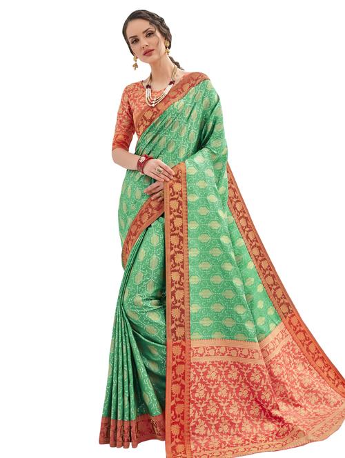 jacquard work paithani saree with blouse - 17406275 - Very Small Image - 1