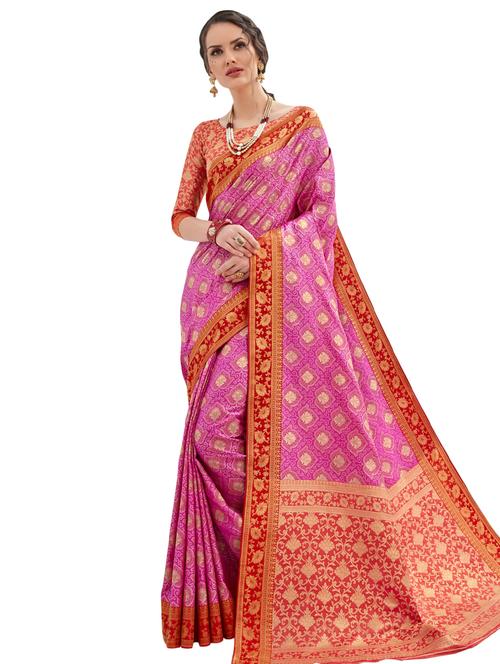 jacquard work paithani saree with blouse - 17406276 - Very Small Image - 1