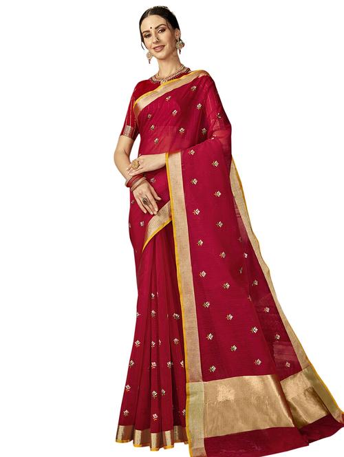 floral embroidered saree with blouse - 17406279 - Very Small Image - 1