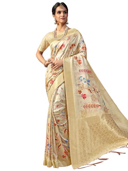 floral printed saree with blouse - 17406293 - Very Small Image - 1