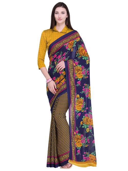 floral printed saree with blouse - 17406317 - Very Small Image - 1