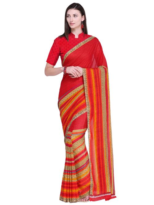 striped printed saree - 17406319 - Very Small Image - 1