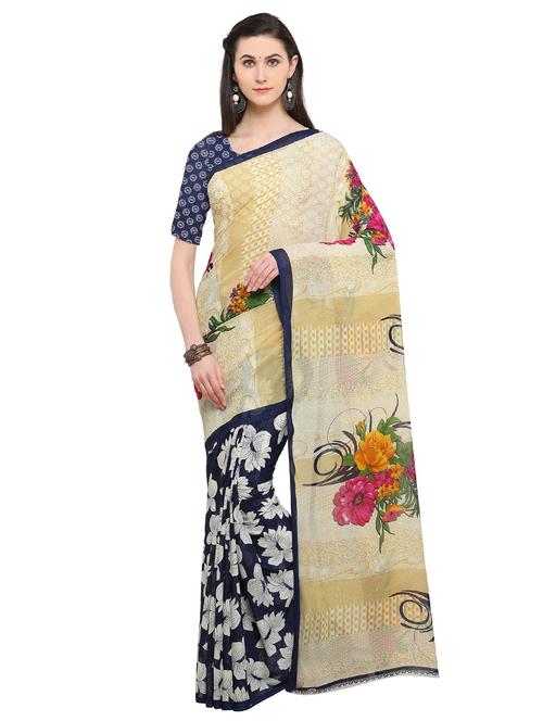 floral printed saree with blouse - 17406320 - Very Small Image - 1