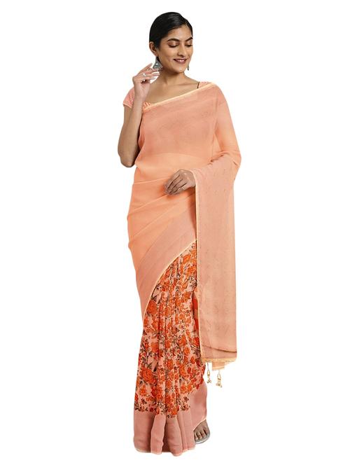 floral printed saree with blouse - 17406341 - Very Small Image - 1
