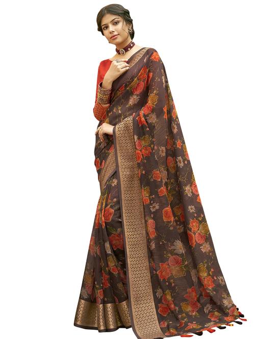 floral printed saree - 17406383 - Very Small Image - 1