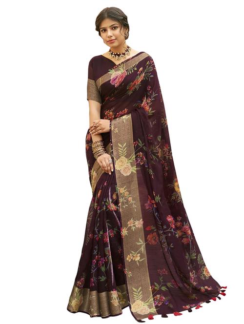floral printed saree with blouse - 17406385 - Very Small Image - 1