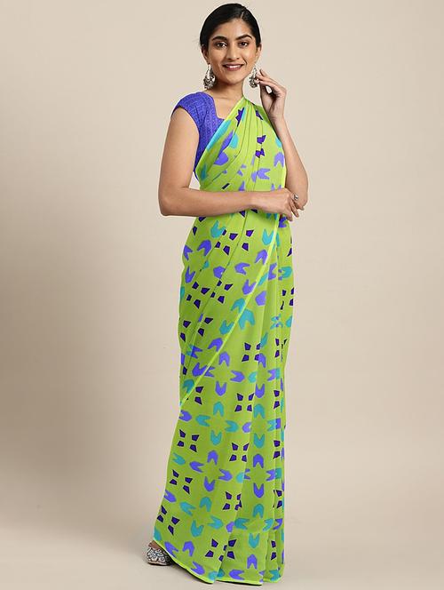 geometric printed saree with blouse - 17406389 - Very Small Image - 1