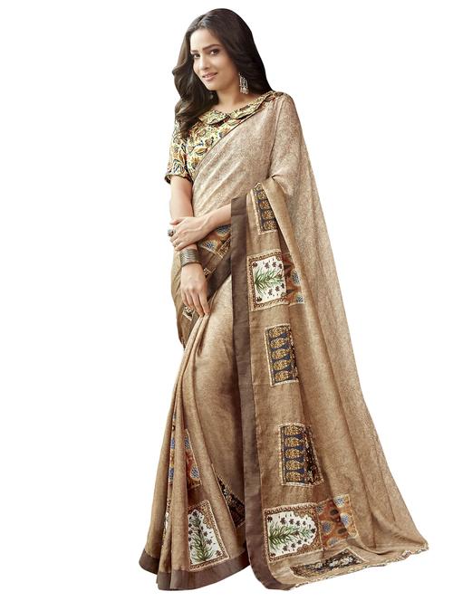 floral printed saree with blouse - 17406424 - Very Small Image - 1