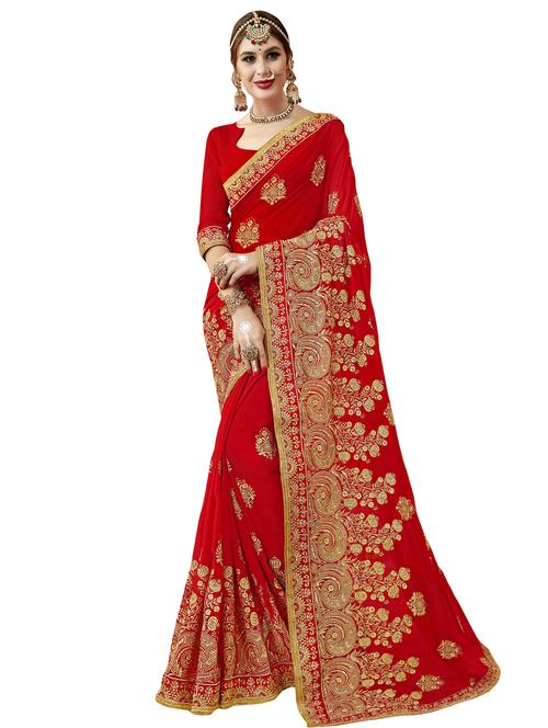 ethnic motifs embroidered saree - 17406450 - Very Small Image - 1