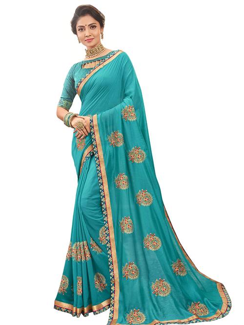 floral embroidered saree with blouse - 17406478 - Very Small Image - 1