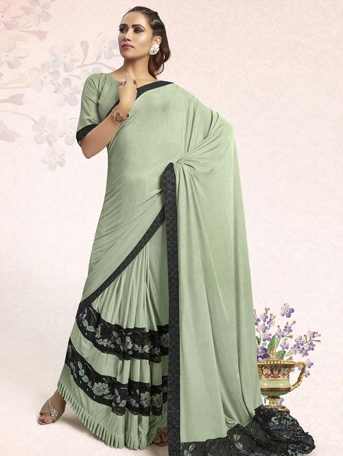 neo mint embroidered saree - 17406496 - Very Small Image - 1