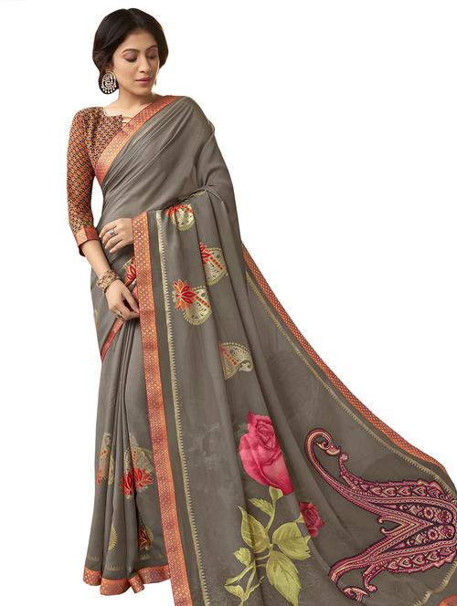 floral printed saree - 17406536 - Very Small Image - 1