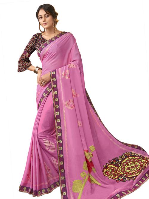 floral printed saree with blouse - 17406539 - Very Small Image - 1