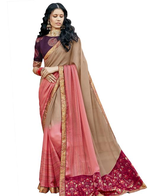 pastel printed saree - 17406545 - Very Small Image - 1