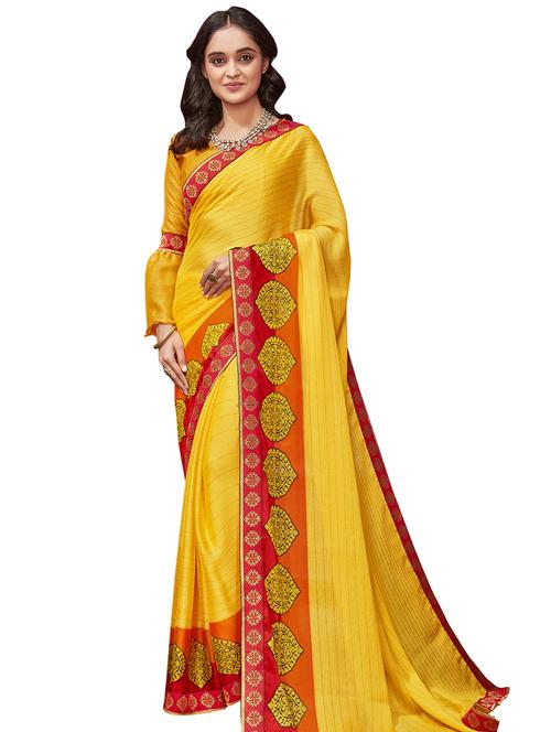 solid printed saree with blouse - 17406549 - Very Small Image - 1