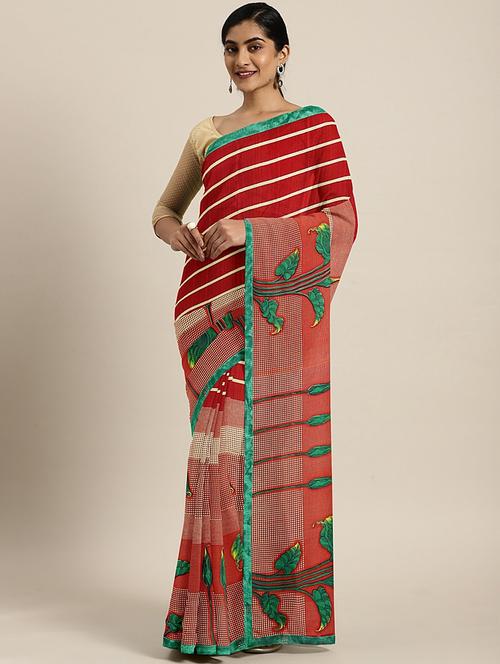 striped printed saree - 17406574 - Very Small Image - 1