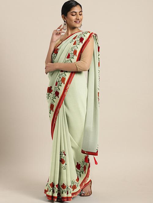 floral printed saree with blouse - 17406581 - Very Small Image - 1