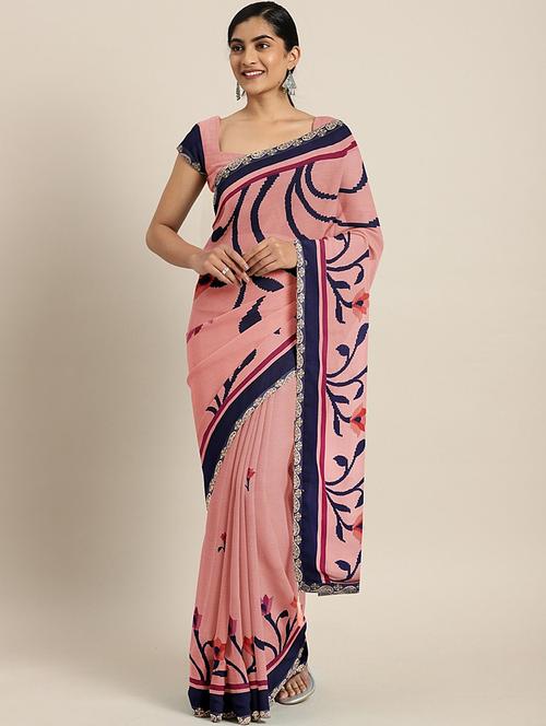 floral printed saree with blouse - 17406583 - Very Small Image - 1