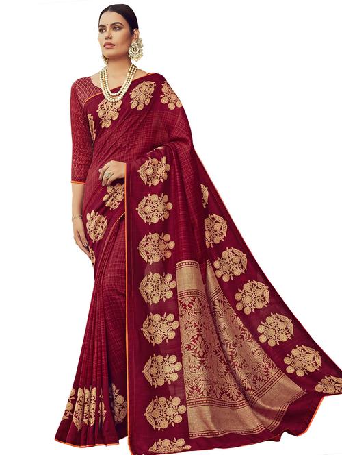 floral printed saree with blouse - 17406599 - Very Small Image - 1
