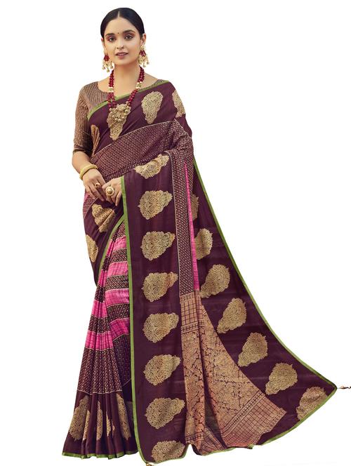 floral printed saree with blouse - 17406602 - Very Small Image - 1